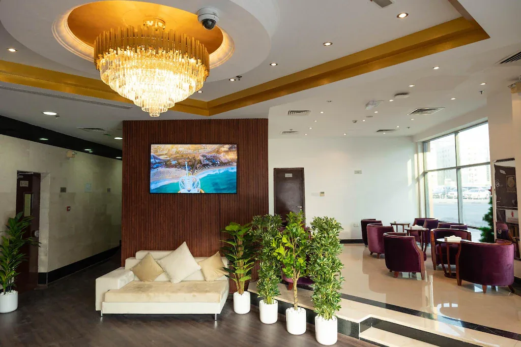 Lobby seating area at MRA Grand Hotel
